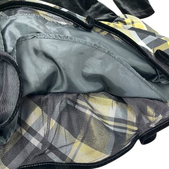 Bonnie Jean Girls 2T Holiday Dress Black Velvet Gold Plaid Bow Party Dress - Picture 4 of 5